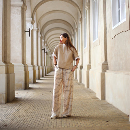 Evy loose bukser / 100262 - Cream Graphic